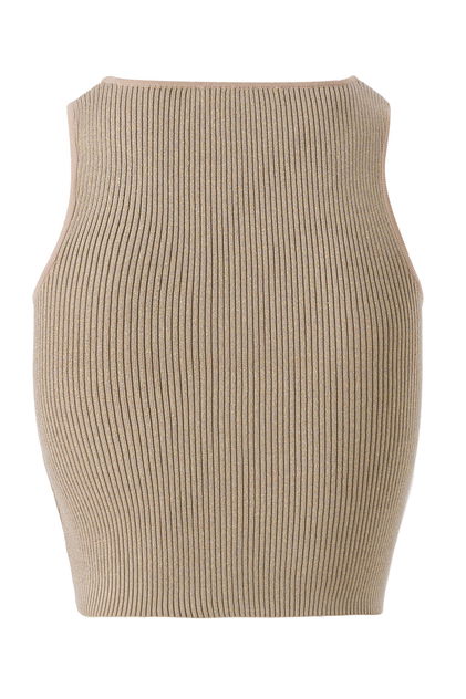 Halter Yaka Bej Triko Crop Top - Triko Mısırlı