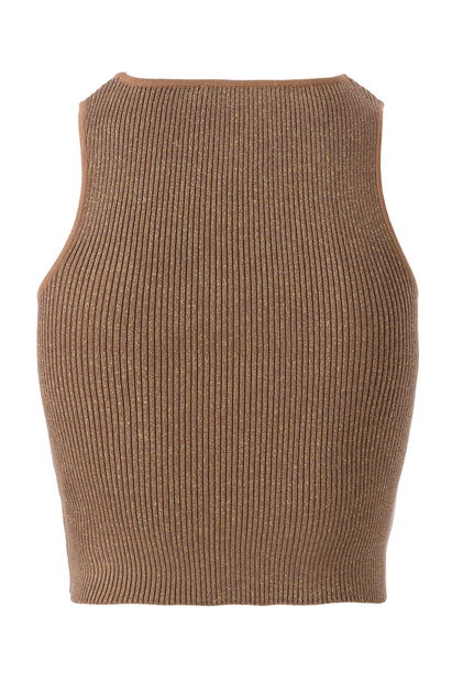 Halter Yaka Camel Triko Crop Top - Triko Mısırlı