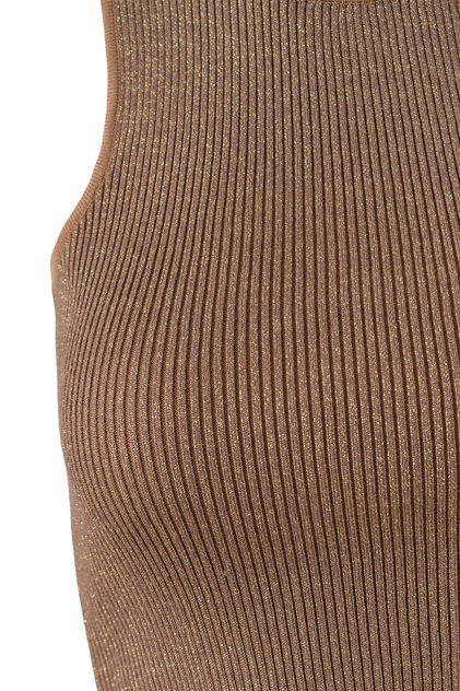 Halter Yaka Camel Triko Crop Top - Triko Mısırlı