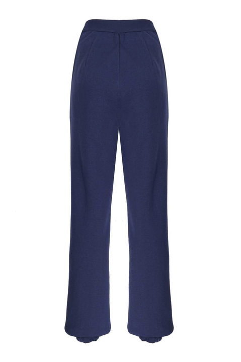 Lastik Paça Saks Kadın Pantolon - 5