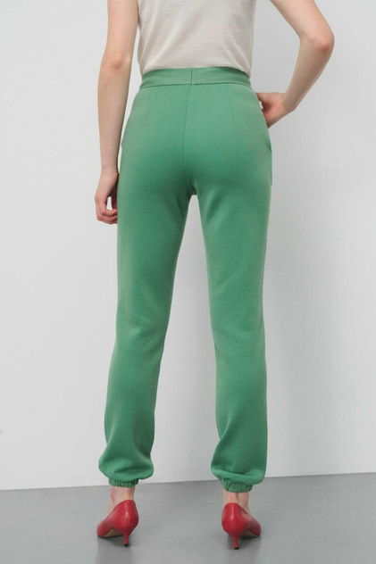 Lastik Paça Yeşil Kadın Pantolon - Triko Mısırlı