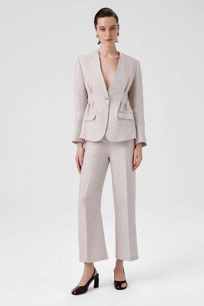 Taş Tek Düğmeli Kadın Blazer Ceket - Triko Mısırlı