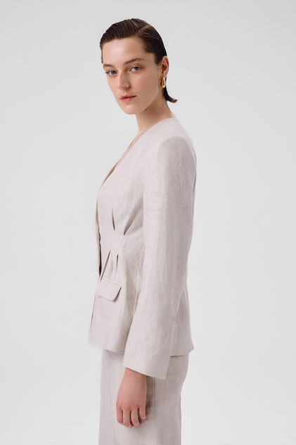 Taş Tek Düğmeli Kadın Blazer Ceket - Triko Mısırlı