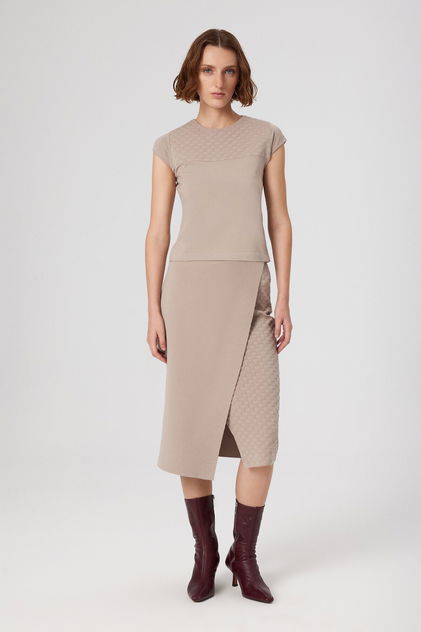 Taş Yakası Desenli Crop Top - Triko Mısırlı